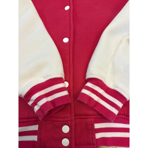 Tupperware Varsity Jacket 2XL pink white logo letterman style 23x27 sportswear - Picture 5 of 6